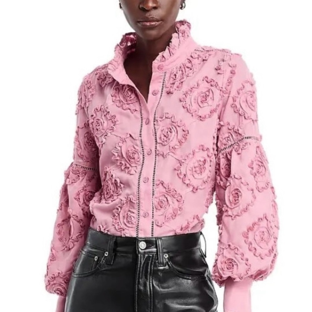 Gracia Pink Floral Textured Blouse